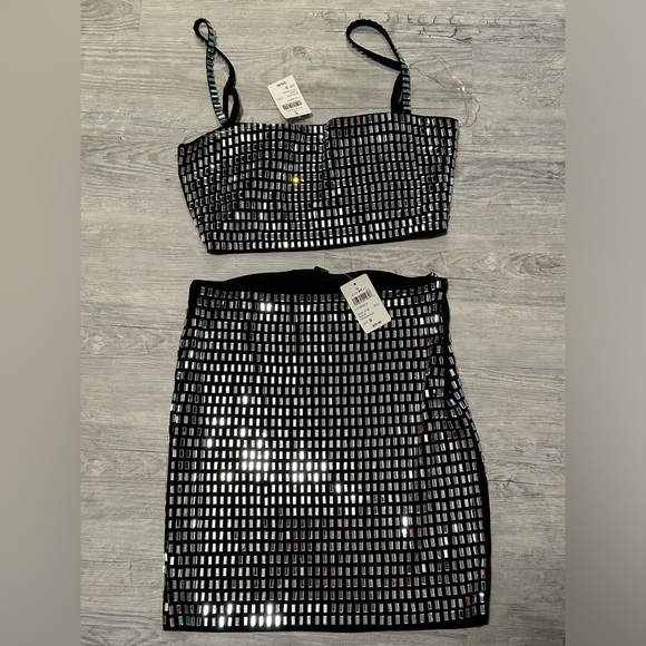 NWT size S Windsor black disco vibes rhinestone set - Picture 9 of 9
